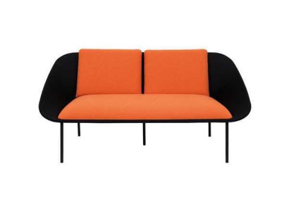 Schwarz-Oranger 2-Sitzer Arbeitszimmer Polster Modern Couch Textil Sofas